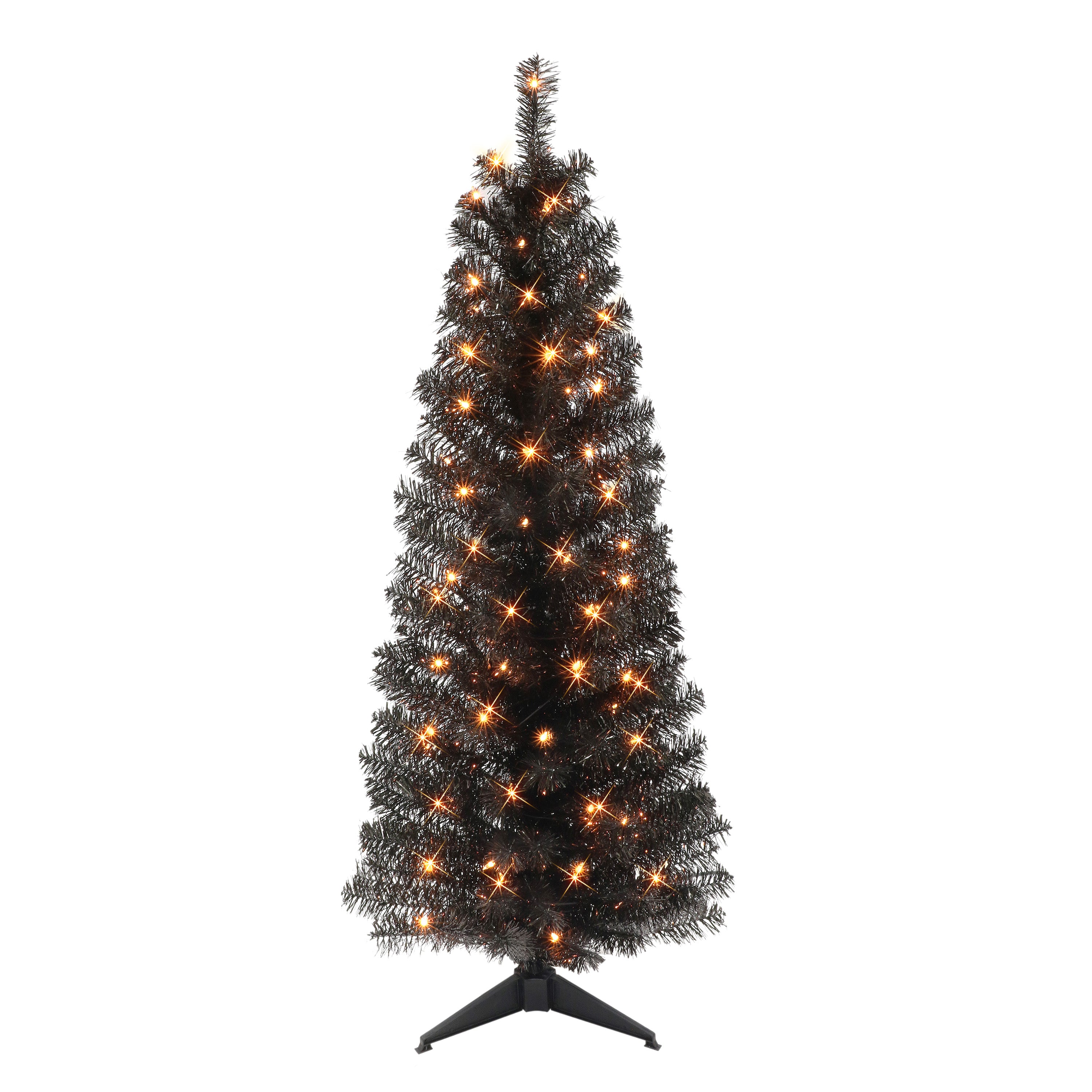 4.5 ft Pre-lit Black Tinsel Tree 160 Tips 70 UL Clear Lights Stand included 2675A-STBK45C07